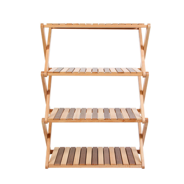 Rack de almacenamiento de múltiples capas de madera maciza portátil al aire libre